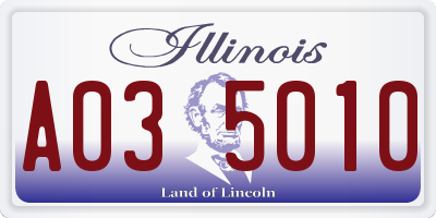 IL license plate A035010