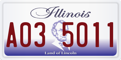 IL license plate A035011