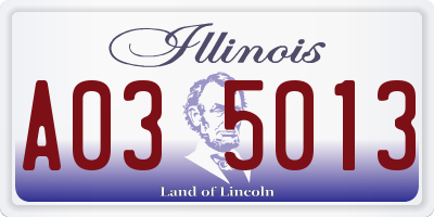 IL license plate A035013