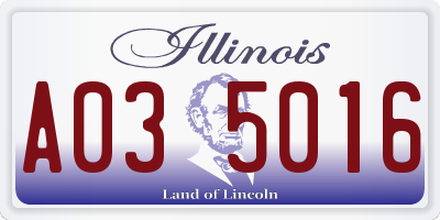 IL license plate A035016
