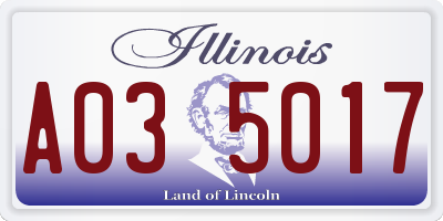 IL license plate A035017