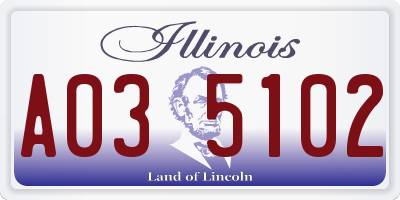 IL license plate A035102