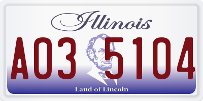 IL license plate A035104