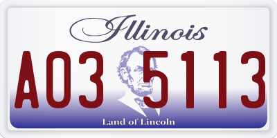 IL license plate A035113