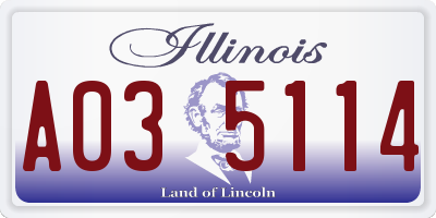 IL license plate A035114
