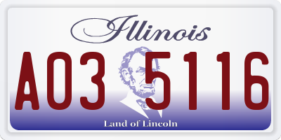 IL license plate A035116