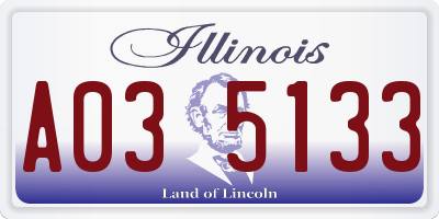 IL license plate A035133