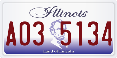 IL license plate A035134
