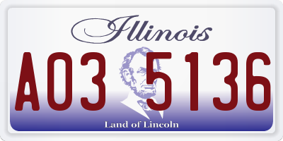 IL license plate A035136