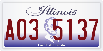 IL license plate A035137