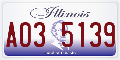 IL license plate A035139
