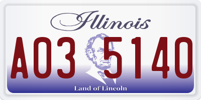 IL license plate A035140