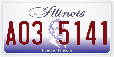 IL license plate A035141