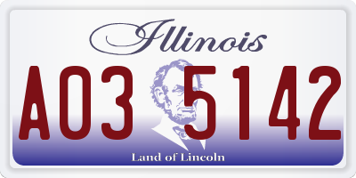 IL license plate A035142