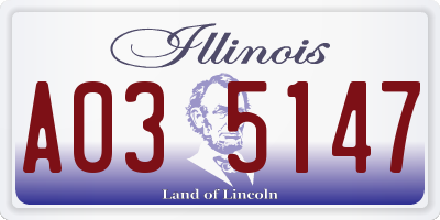 IL license plate A035147
