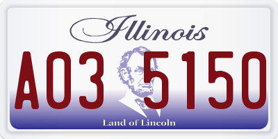 IL license plate A035150