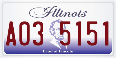 IL license plate A035151