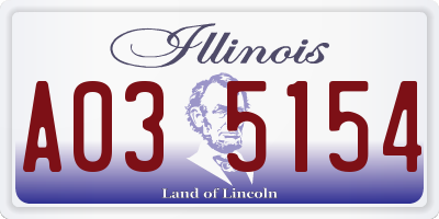 IL license plate A035154