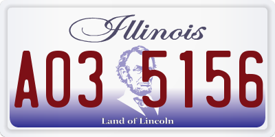 IL license plate A035156