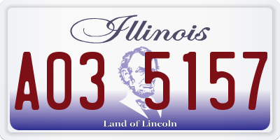 IL license plate A035157