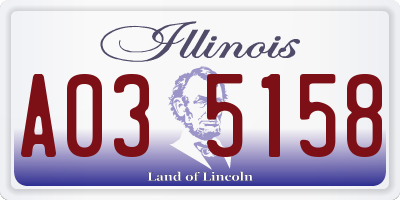 IL license plate A035158