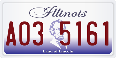 IL license plate A035161