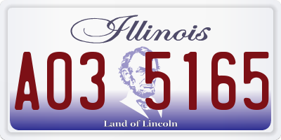 IL license plate A035165