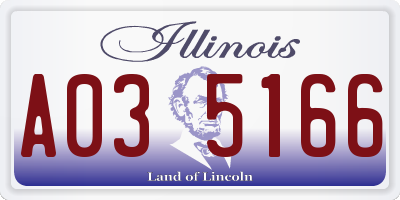 IL license plate A035166