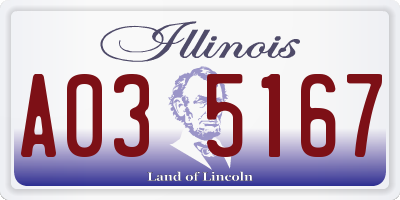 IL license plate A035167