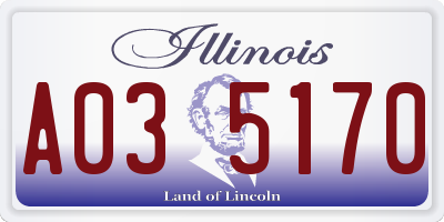 IL license plate A035170