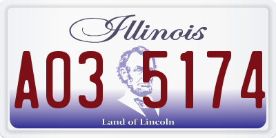 IL license plate A035174