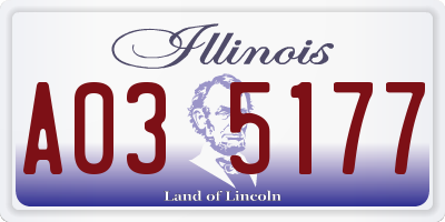 IL license plate A035177