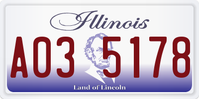 IL license plate A035178