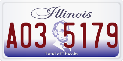 IL license plate A035179