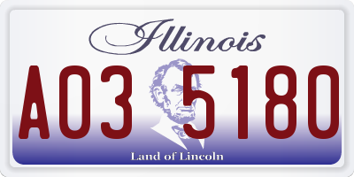 IL license plate A035180