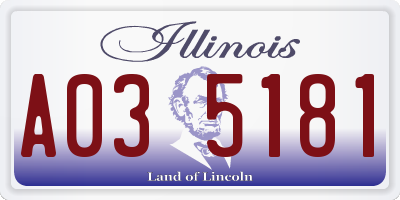 IL license plate A035181