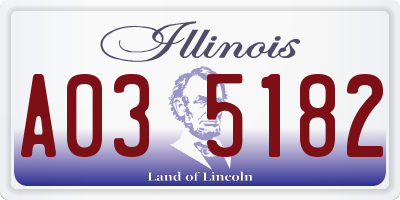 IL license plate A035182
