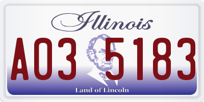 IL license plate A035183