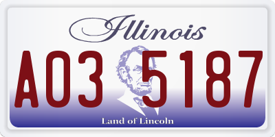 IL license plate A035187