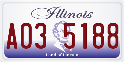 IL license plate A035188