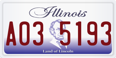 IL license plate A035193