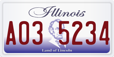 IL license plate A035234
