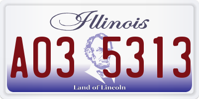 IL license plate A035313