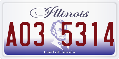 IL license plate A035314