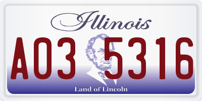 IL license plate A035316