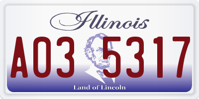 IL license plate A035317