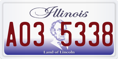 IL license plate A035338
