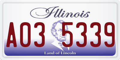 IL license plate A035339