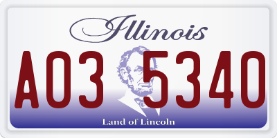 IL license plate A035340