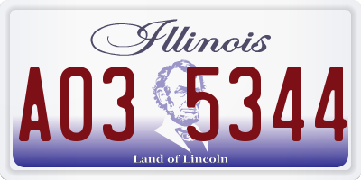 IL license plate A035344